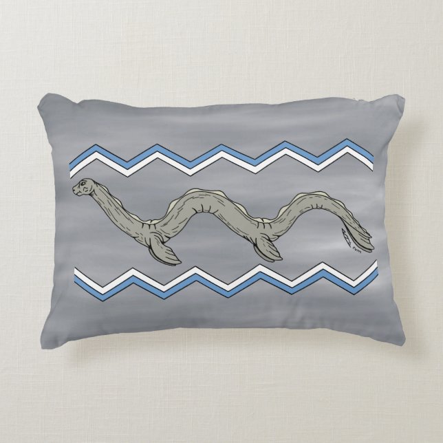 Canadian Sjö Monster och Zigzags Prydnadskudde (Framsidan)