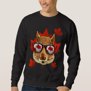 Canadian Squirrel Maple Träd Löv Canada Flagga Squ Lång Ärmad Tröja