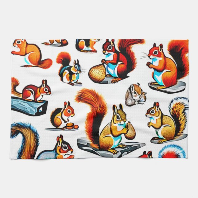 Canadian Squirrels and Chipmunks Design Kökshandduk (Horisontell)
