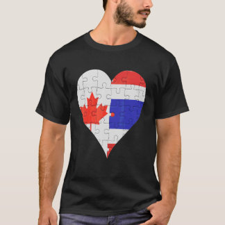Canadian Thai Flagga Heart T Shirt