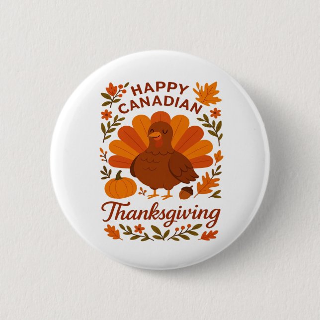 Canadian Thanksgiving Autumn Firande Classic T Knapp (Framsida)