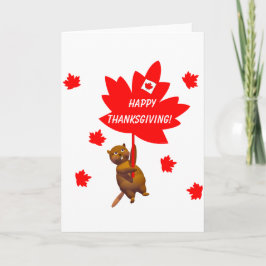 Canadian Thanksgiving Beaver and Maple Löv Helgkort