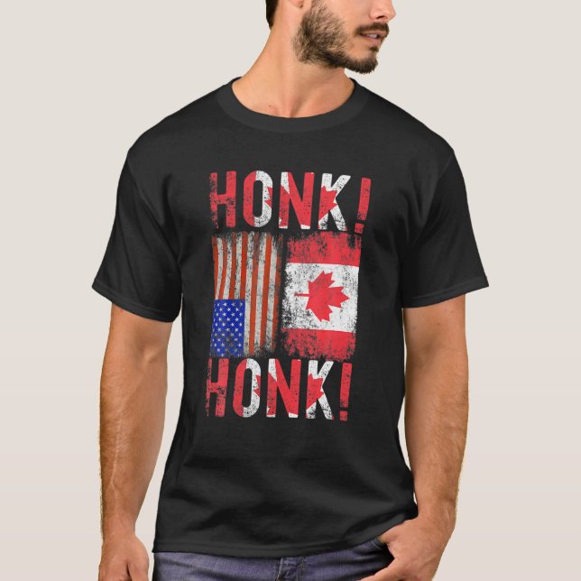 Canadian Trucker Canada Freedom Convoy Honk Honk T Shirt (Framsida)