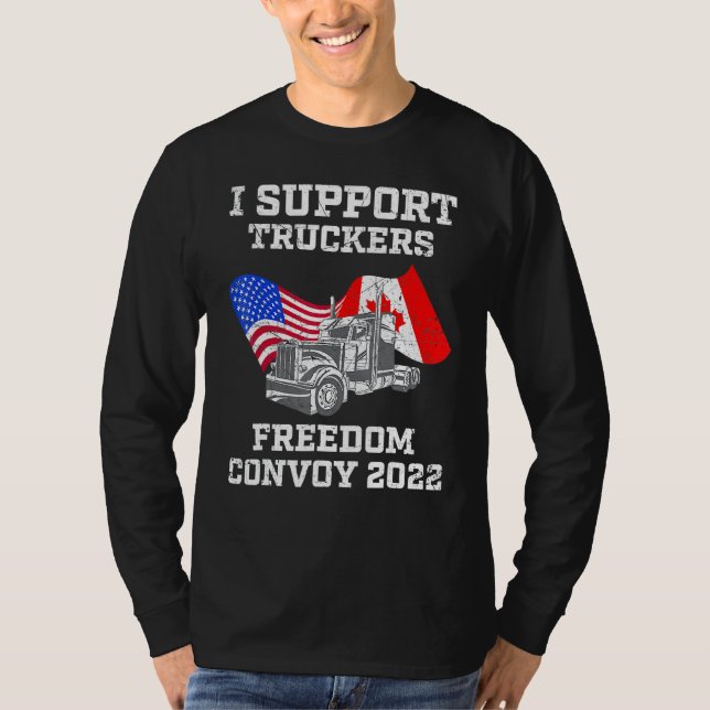 Canadian Trucker Support Canada T Shirt (Framsida)