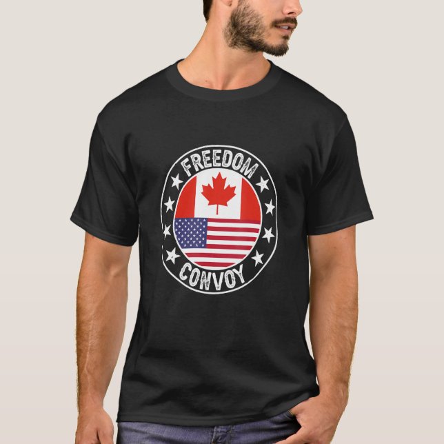 Canadian Truckers Route for Freedom Convoy 2022 T Shirt (Framsida)