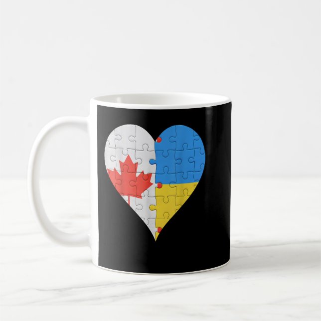 Canadian Ukrainian Flag Heart Canada Ukraine Kaffemugg (Vänster)
