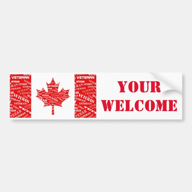 Canadian Veteran YOUR WELCOME Bumper Sticker Bildekal (Framsidan)
