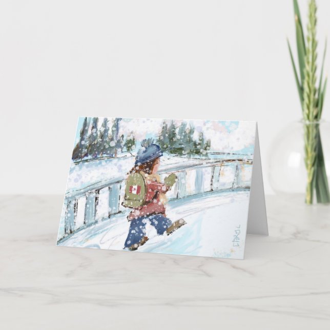 Canadian Winter Helgdag Card Tack Kort (Framsida)