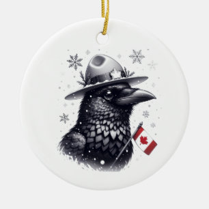 Canadian Winter Raven Julgransprydnad Keramik