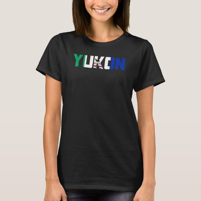 Canadian Yukon Territory Flag Proud Canada Husky S T Shirt (Framsida)