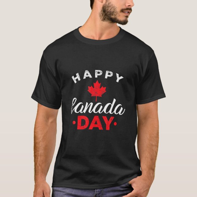 Canadians Lycklig Canada Day Canadian Flagga Maple T Shirt (Framsida)