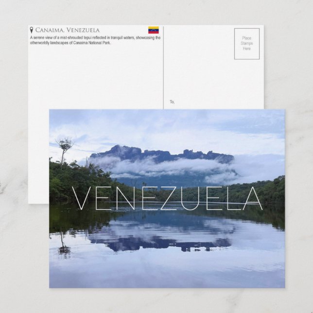 Canaima nationalpark, Venezuela Reseskort Vykort (Fram/baksida)
