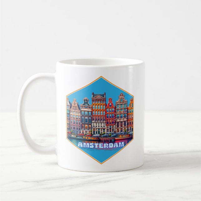 Canal Amsterdam Nederländerna Europe Kaffemugg (Vänster)