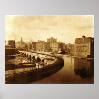 Canal Aqutecht over Genesee River 1910 Poster