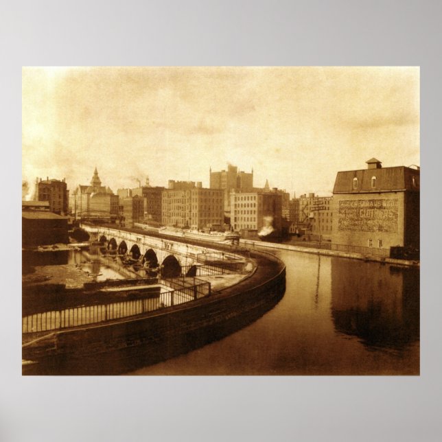Canal Aqutecht over Genesee River 1910 Poster (Framsidan)