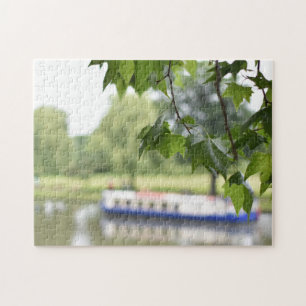 Canal Boat och Träd vid Avon England UK Pussel