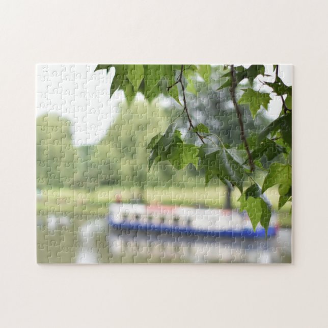 Canal Boat och Träd vid Avon England UK Pussel (Horisontell)