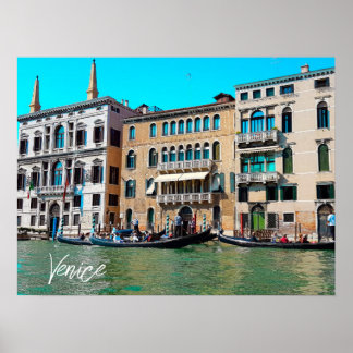 Canal Boats vid Venice Grand Canal Gondola Poster