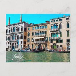 Canal Boats vid Venice Grand Canal Gondola Vykort