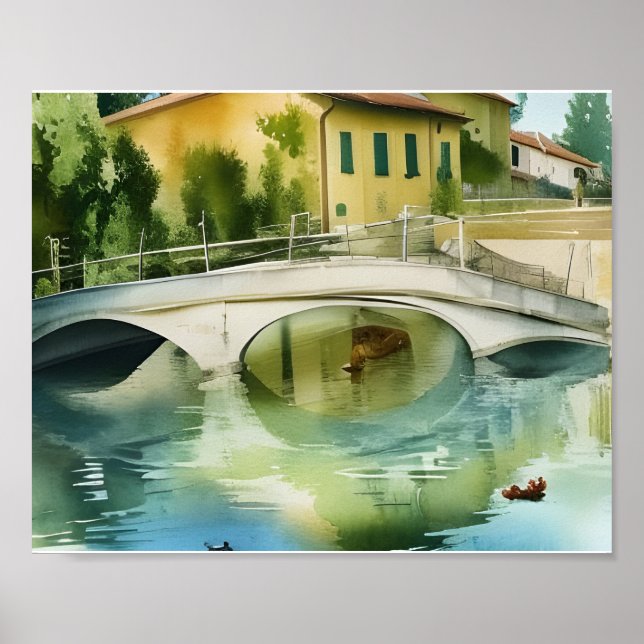 Canal Bridge Scenia Watercolor Poster (Framsidan)