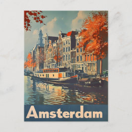 Canal Charm: Amsterdams vykort för Vintage