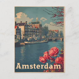 Canal Charm: Vintage Amsterdams vykort