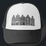 Canal House Black Amsterdam Holland Dutch Travel Keps<br><div class="desc">Visa kärlek för Holland med den här söta,  vismliga Amsterdamhusen mönster art T. Gör en underbar födelsedagspresent! Du kan anpassa den och även lägga till eller ändra texten. Kolla min butik för mycket mer färg och mönster! Och fler matchande artiklar som t.ex. tuttar,  stativ,  klistermärken och mugg.</div>