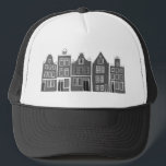 Canal House Black Amsterdam Holland Dutch Travel Keps<br><div class="desc">Visa kärlek för Holland med den här söta,  vismliga Amsterdamhusen mönster art T. Gör en underbar födelsedagspresent! Du kan anpassa den och även lägga till eller ändra texten. Kolla min butik för mycket mer färg och mönster! Och fler matchande artiklar som t.ex. tuttar,  stativ,  klistermärken och mugg.</div>