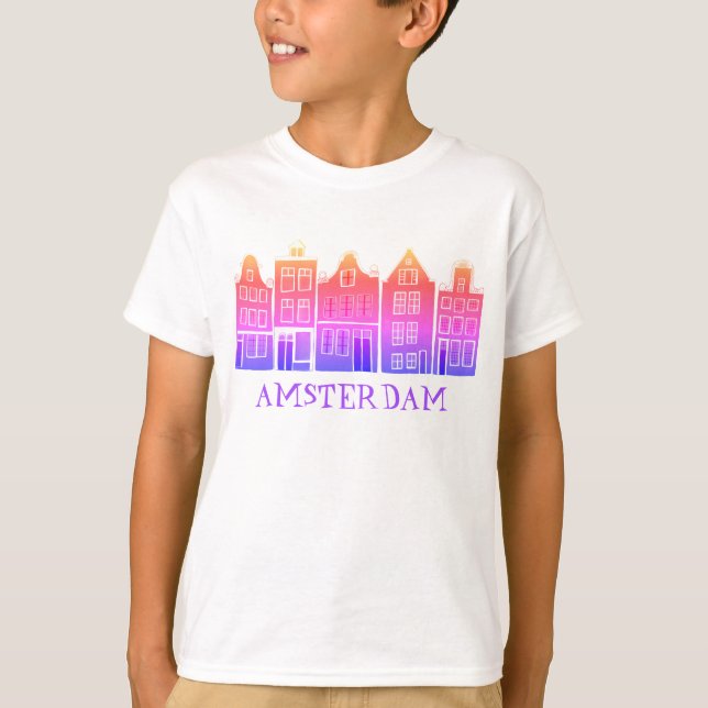 Canal House Row Amsterdam Holland Dutch Travel T Shirt (Framsida)