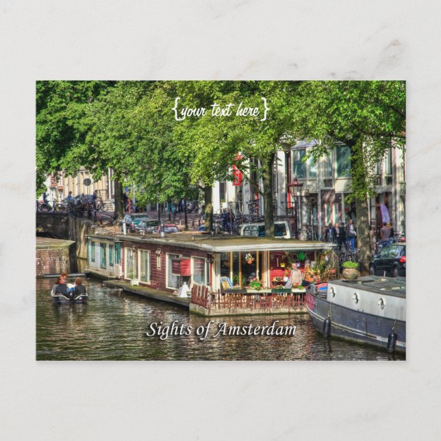 Canal Houseboat, Amsterdams sikter Vykort (Framsida)