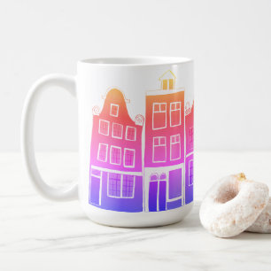 Canal Houses Row Amsterdam Holland Dutch Sunset Kaffemugg