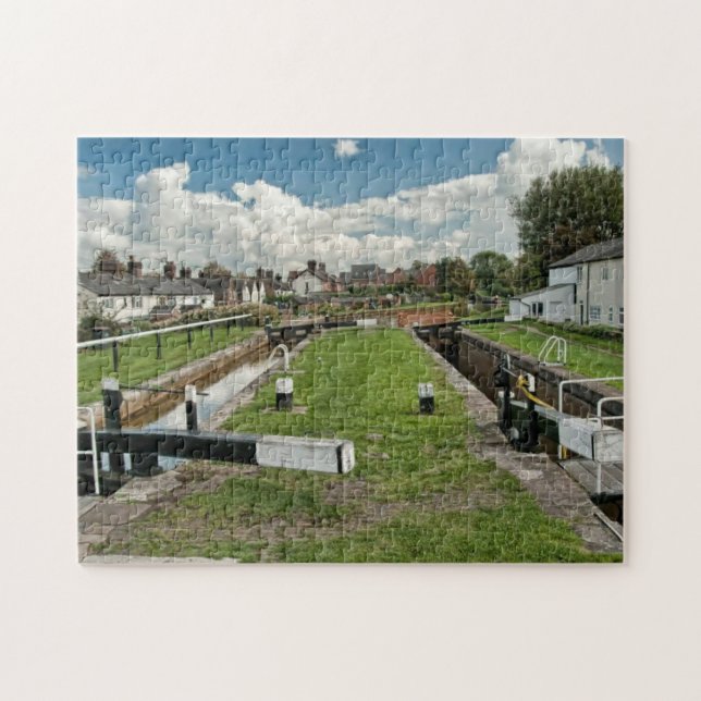 Canal Lock Picturesque English Land View Pussel (Horisontell)
