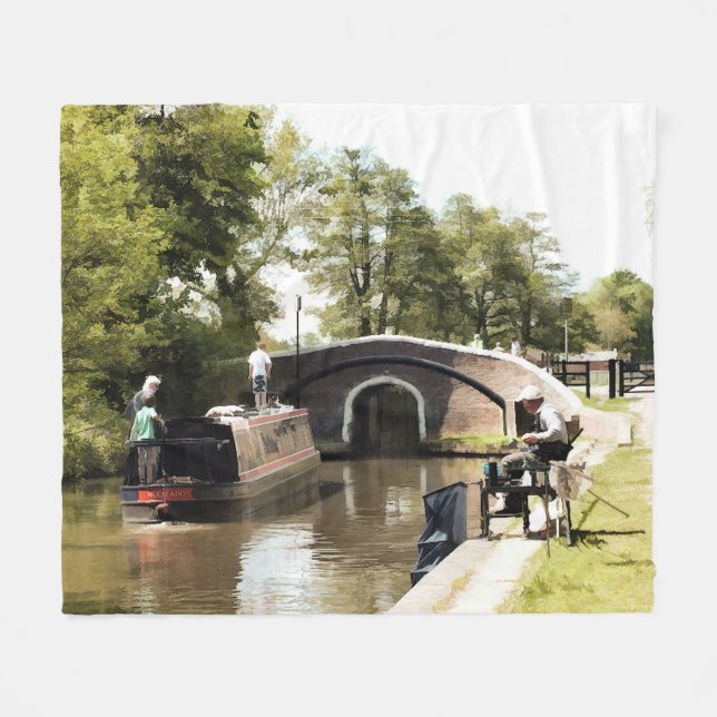 CANAL NARROWBOAT Fleece Blanket (Framsidan (Horisontell))