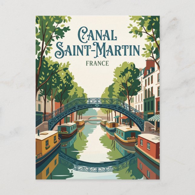 Canal Saint-Martin Frankrike Vykort (Framsida)