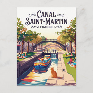 Canal Saint-Martin Frankrike Vykort