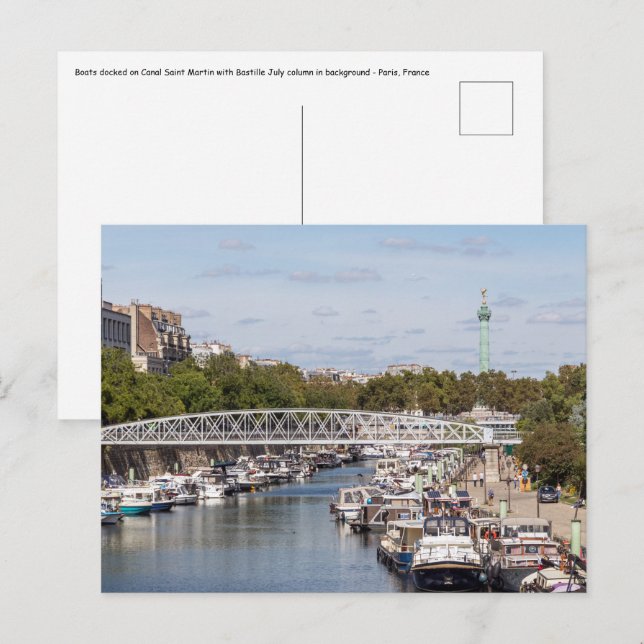 Canal Saint Martin - Paris Vykort (Fram/baksida)