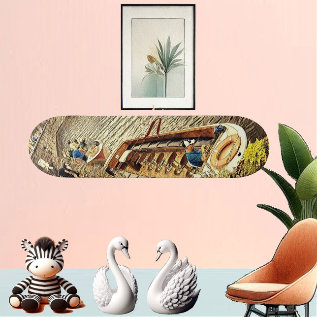 Canal Segelbåt Pathway Scenery. Roligten abstrakt  Mini Skateboard Bräda 18,5 Cm (Canal Sail Boat Pathway Scenery Abstract Art Fun Skateboard)