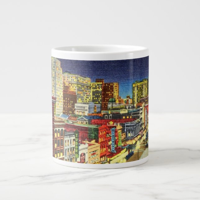 Canal Street på natten, New Orleans, Louisiana Jumbo Mugg (Framsidan)