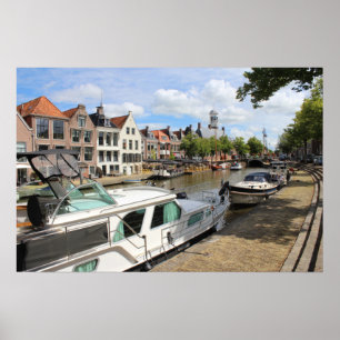 Canalside View, Dokkum, Nederländerna Poster