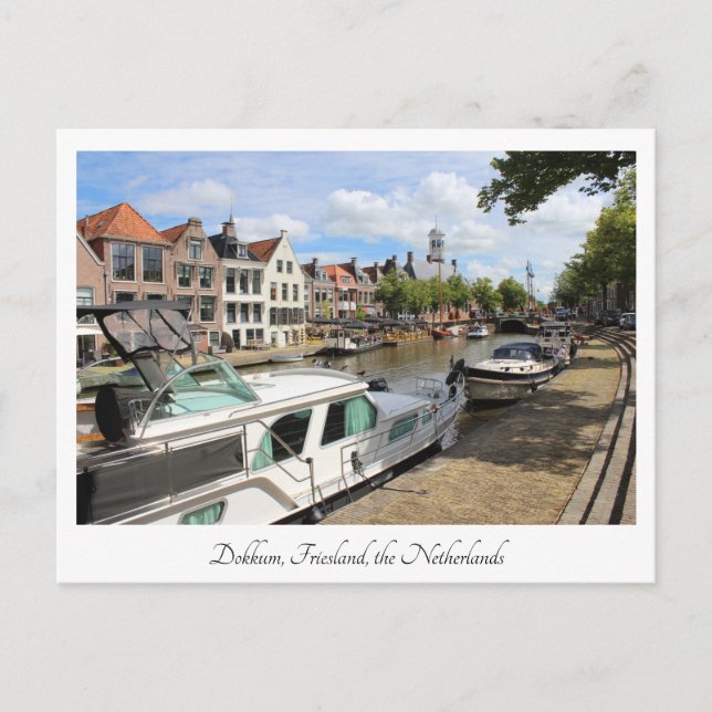 Canalside View, Dokkum, Nederländerna Vykort (Framsida)