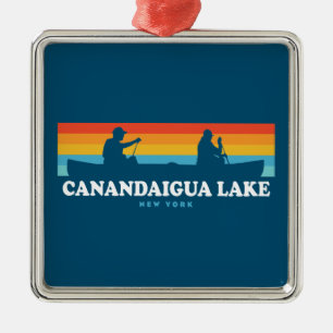 Canandaigua Sjö New York Canoe Julgransprydnad Metall