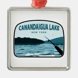 Canandaigua Sjö New York Fishing Rod Julgransprydnad Metall