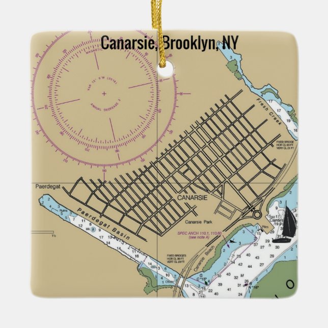 Canarsie, Brooklyn NY Chart Julgransprydnad Keramik (Framsida)