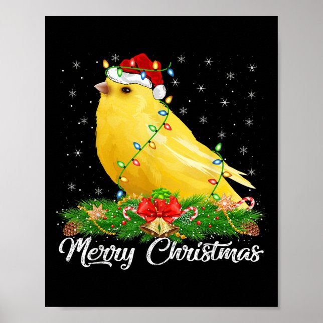 Canary Bird Älskare Matching Santa Hat Canary Kris Poster (Framsidan)