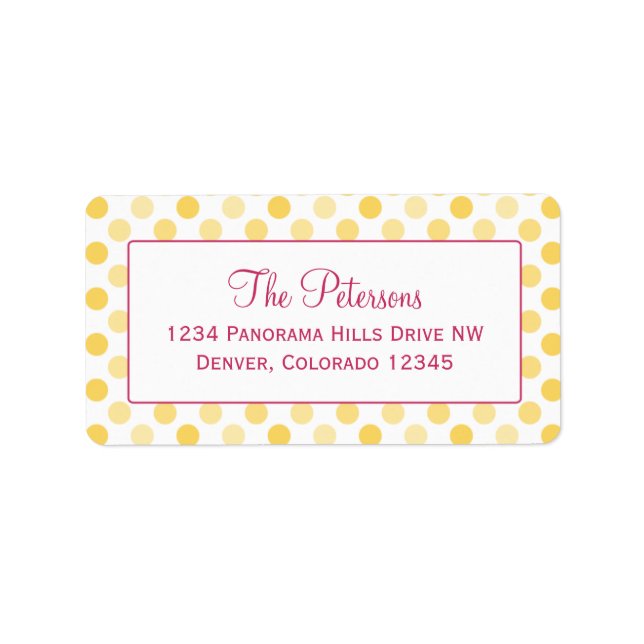 Canary Gult Polka Dot-Returetiketter Adressetikett (Framsidan)