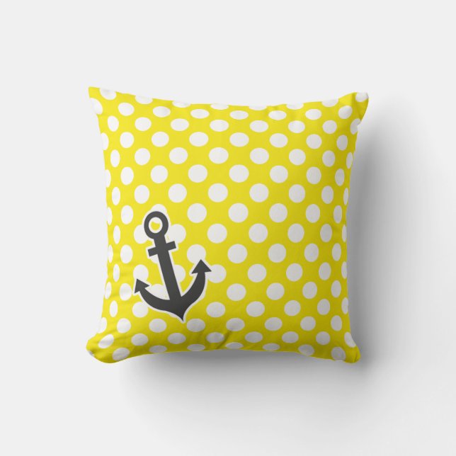 Canary Gult Polka dots; Anchor Kudde (Framsida)