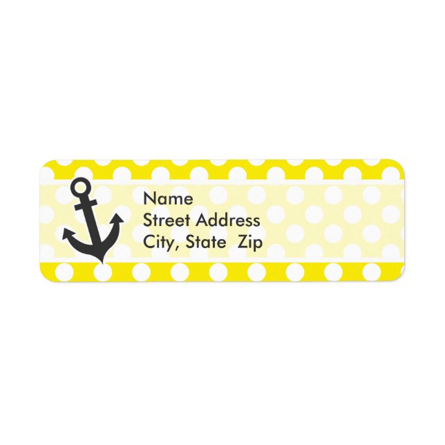 Canary Gult Polka dots; Anchor Returadress Etikett (Framsidan)
