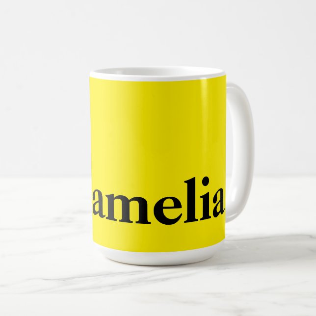 Canary Gult Solid Färg Elegant Namn Kaffemugg (Framsida höger)