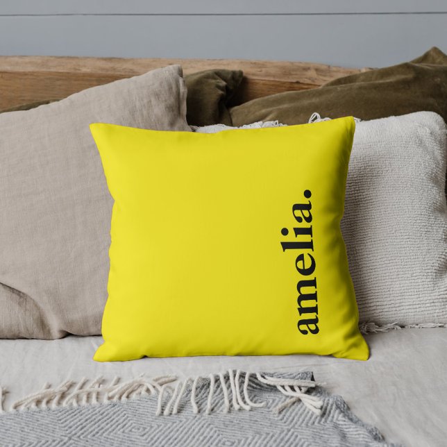Canary Gult Solid Färg Elegant Namn Kudde (Skapare uppladdad)