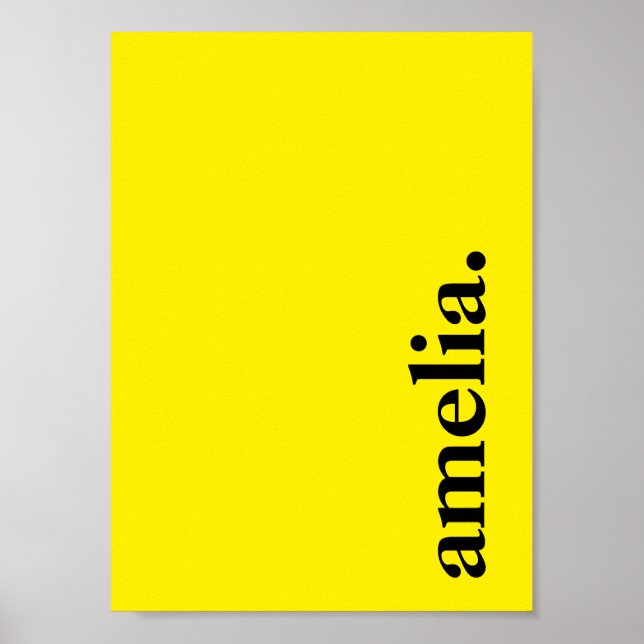 Canary Gult Solid Färg Elegant Namn Poster (Framsidan)